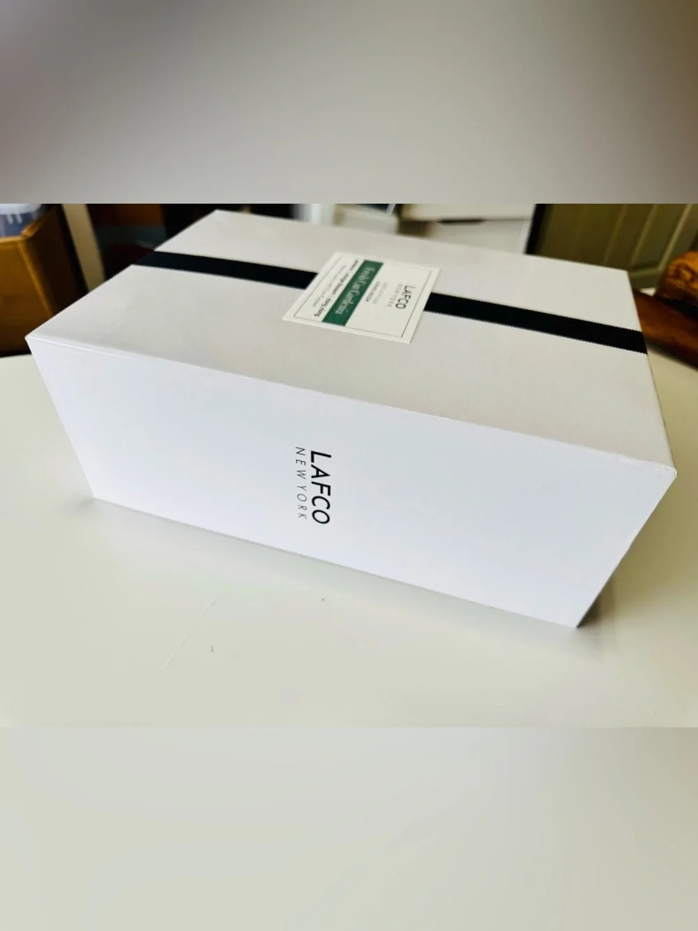 LAFCO 12” Thick Heavy Glossy White Gift Box w Black Ribbon